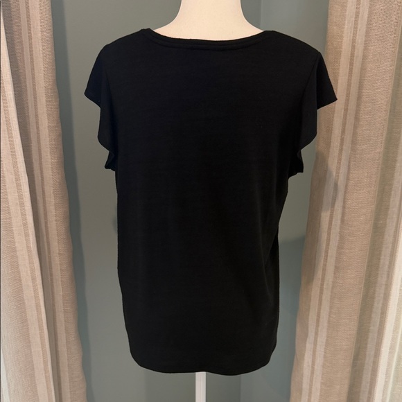 Market & Spruce Black Luisa Flutter Sleeve Knit Tee, Size Large - Picture 10 of 10
